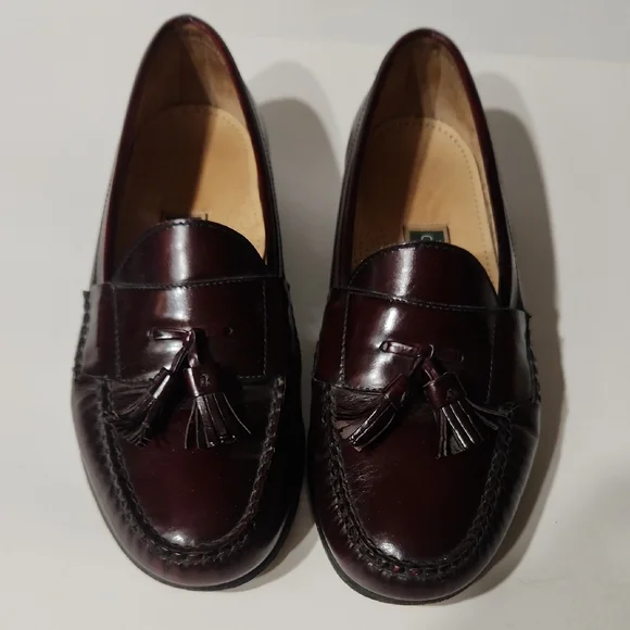 Cole Haan Burgandy Pinch Tassel Moc-Toe Loafers Size 10 - Picture 14 of 15